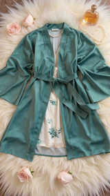 Nightgown set 211 -Women’s Satin 2-Piece Nightwear Set – Floral Slip Dress & Matching Robe Erotica