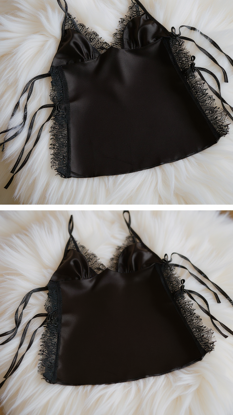 Pajama set 140 -Elegant Satin Short Pajama Set with Lace Trim Erotica