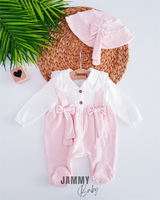 holly fisto laced hat jumpsuit-salmon