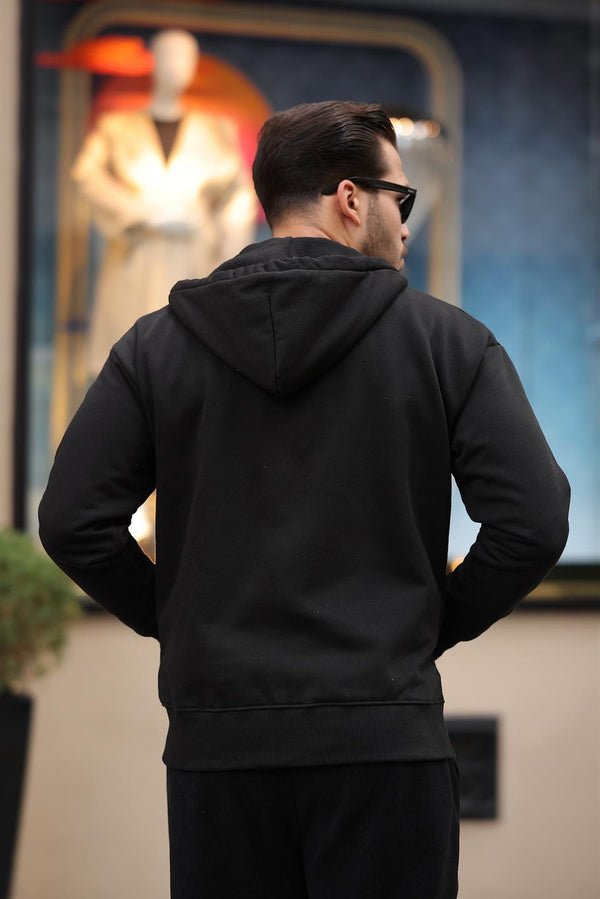 İçi Peluş 3 İplik Kumaş Oversize Fermuarlu Kapüşonlu Sweatshirt - Justyol