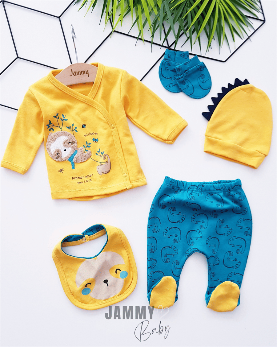 İguana 5 Parça Yenidoğan Set-HARDAL/YEŞİL JKids