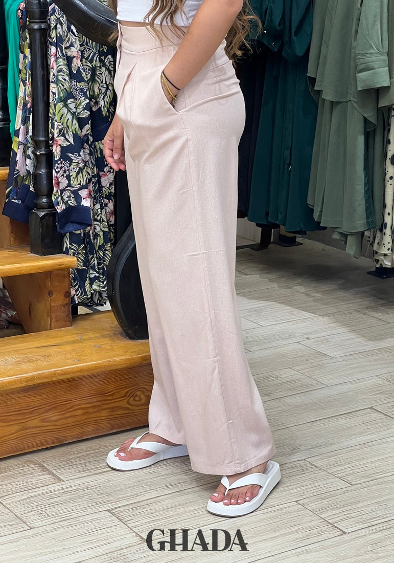 Pantalon en lin beige
