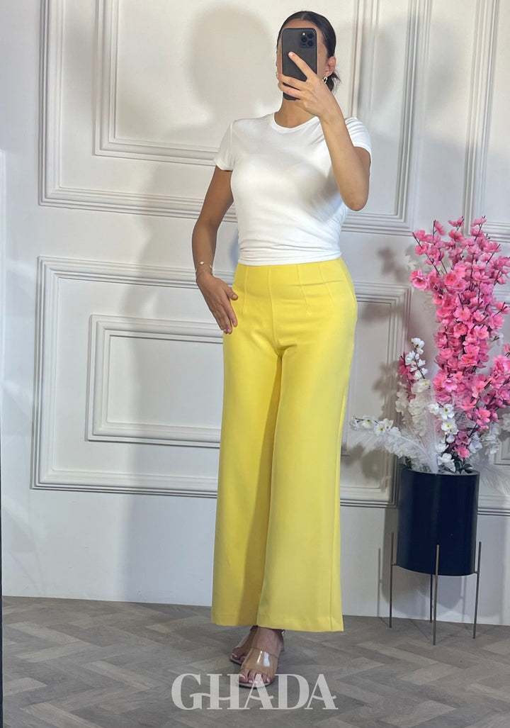 PANTALON COUPE AJUSTE - JAUNE