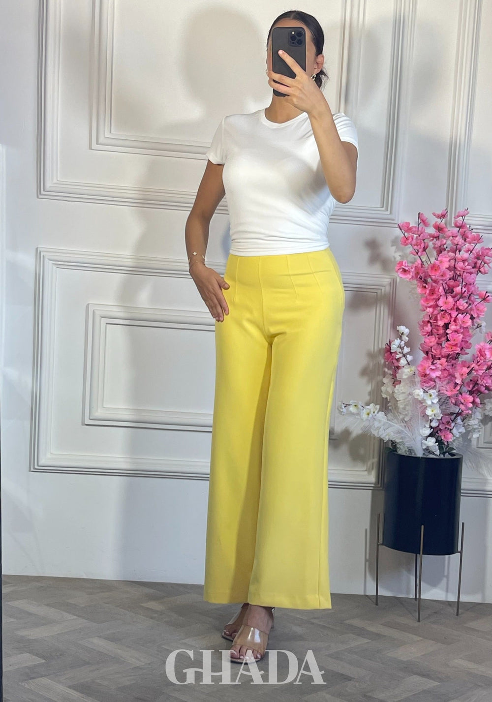PANTALON COUPE AJUSTE - JAUNE