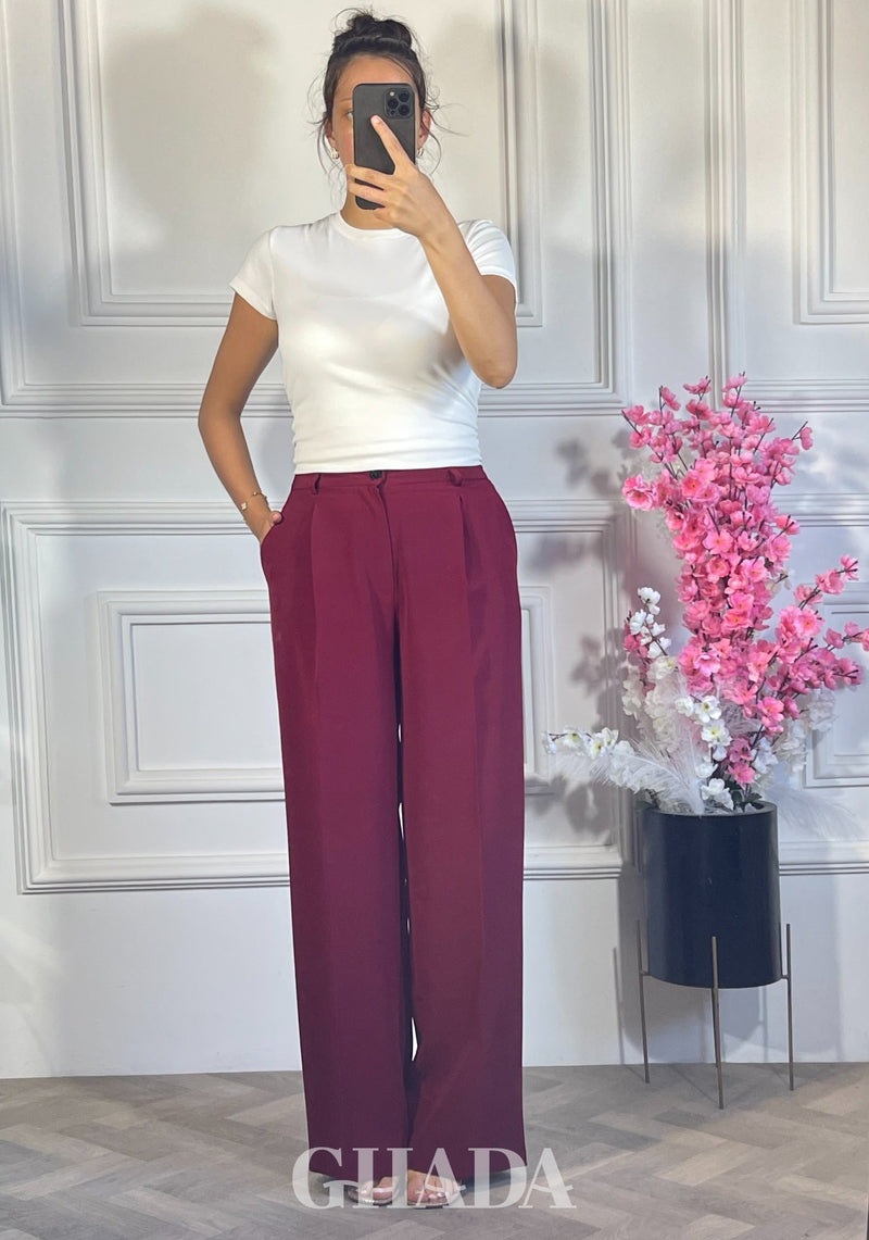 PANTALON COUPE LARGE  - BORDEAU