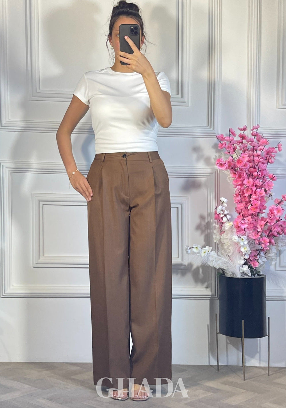 PANTALON COUPE LARGE  - MARRON