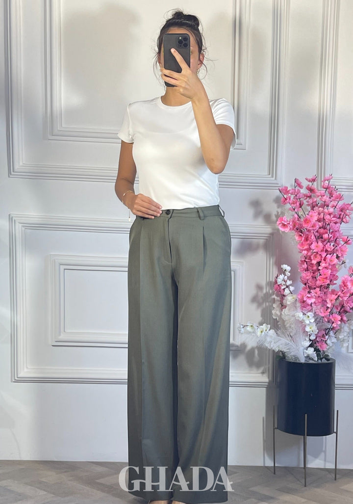 PANTALON COUPE LARGE  - VERT
