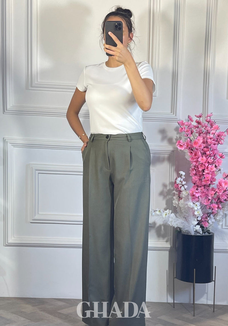 PANTALON COUPE LARGE  - VERT