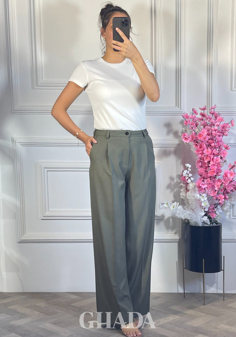 PANTALON COUPE LARGE  - VERT