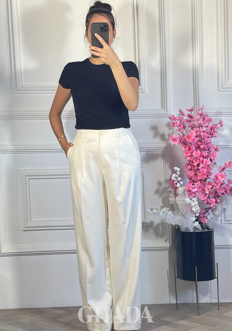 PANTALON COUPE LARGE  - BLANC