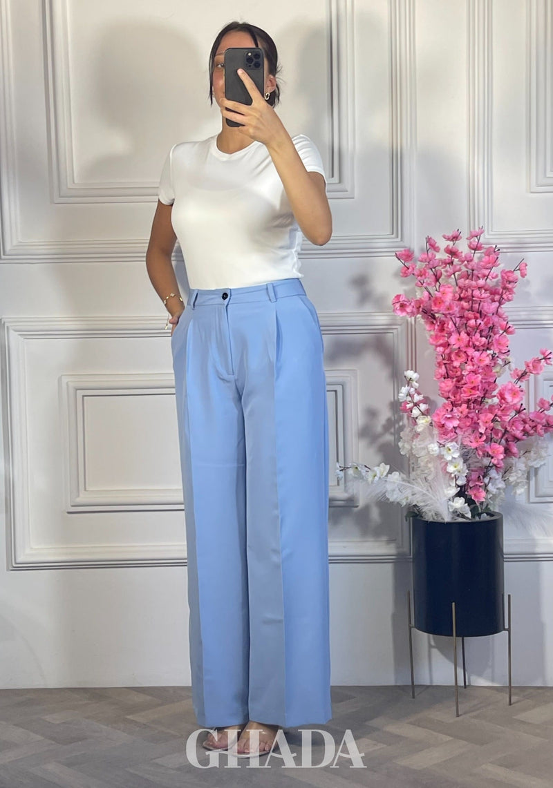 PANTALON COUPE LARGE  - BLEU CIEL