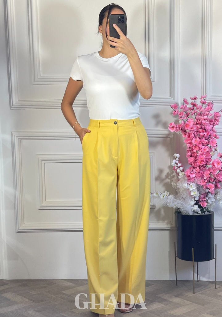PANTALON COUPE LARGE  - JAUNE