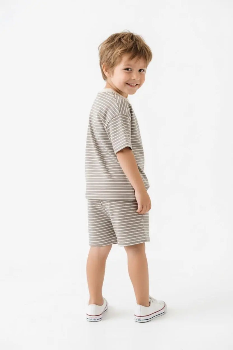 Ensemble Garçon T-Shirt et Short Rayé 2 Pièces