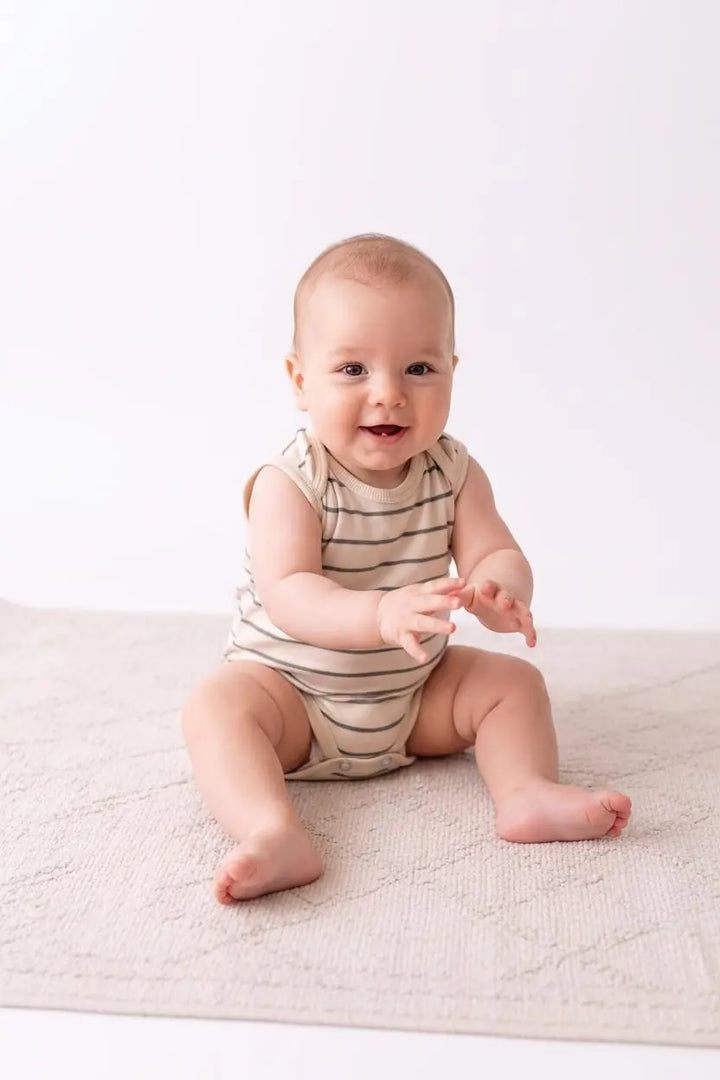 Body Débardeur Bébé en Jersey Rayé avec Boutons-Pression