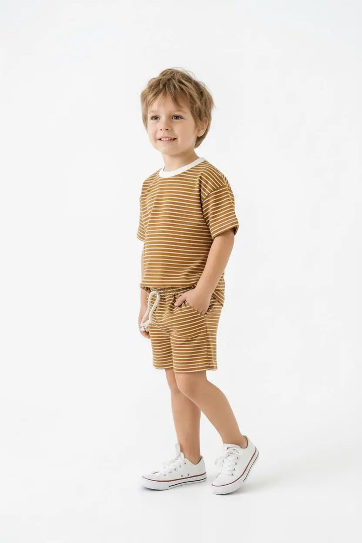 Ensemble Garçon T-Shirt et Short Rayé 2 Pièces