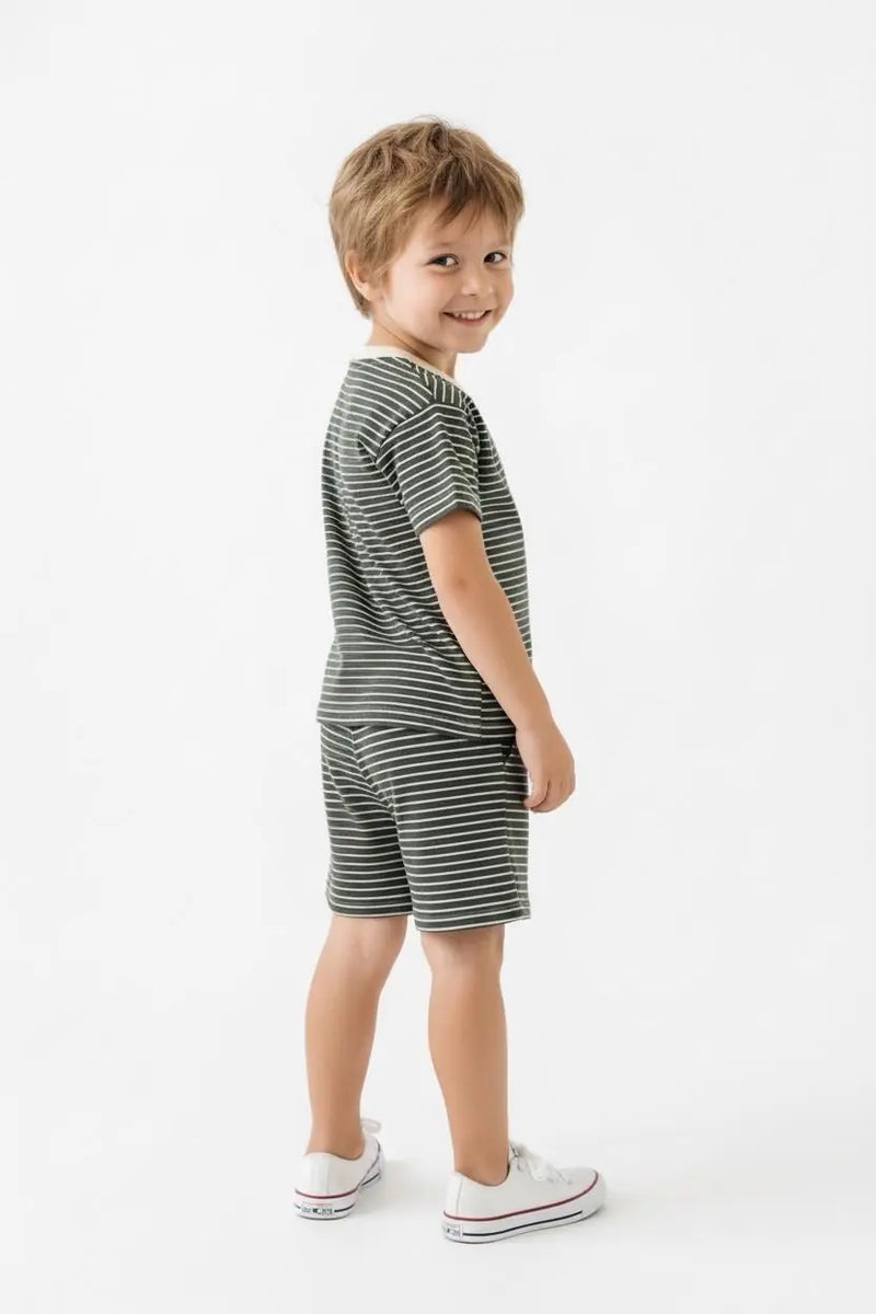 Ensemble Garçon T-Shirt et Short Rayé 2 Pièces