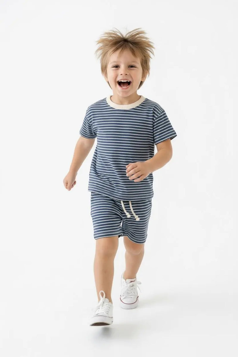 Ensemble Garçon T-Shirt et Short Rayé 2 Pièces