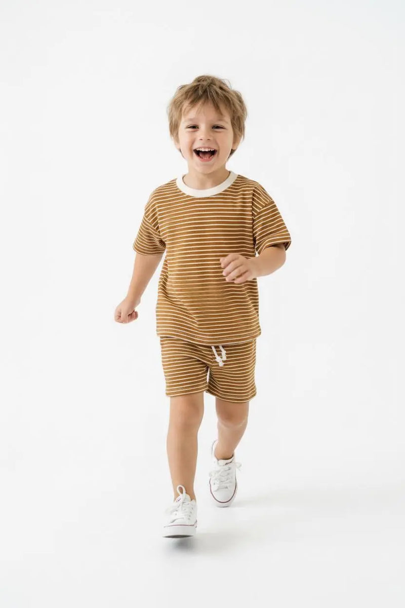 Ensemble Garçon T-Shirt et Short Rayé 2 Pièces