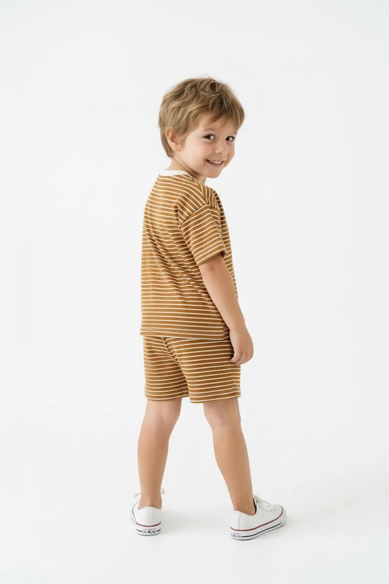Ensemble Garçon T-Shirt et Short Rayé 2 Pièces