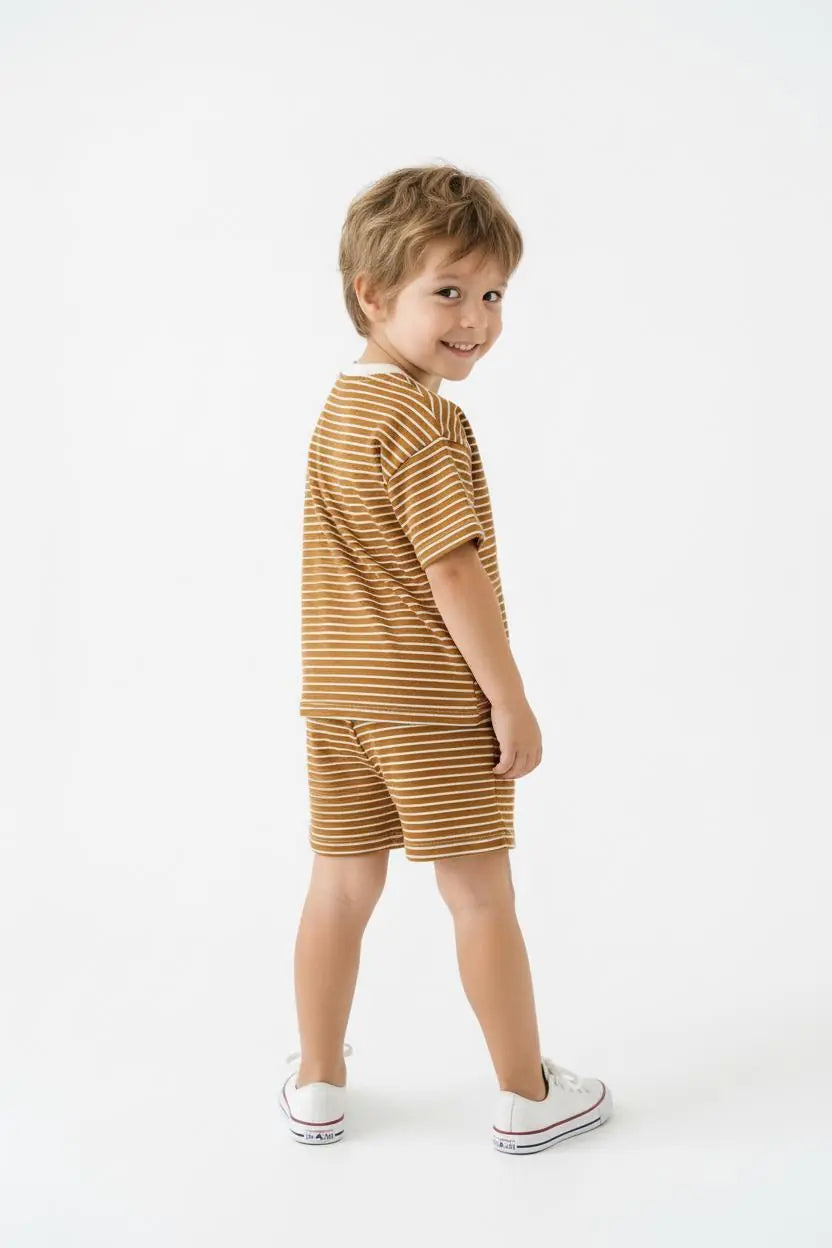 Ensemble Garçon T-Shirt et Short Rayé 2 Pièces
