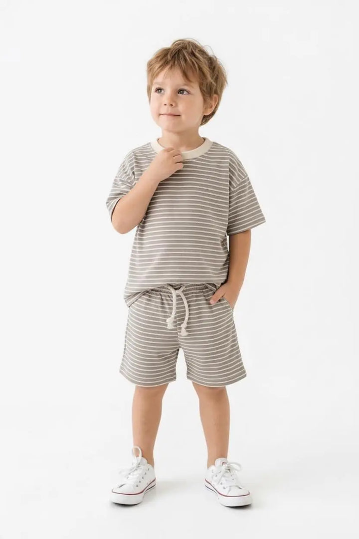 Ensemble Garçon T-Shirt et Short Rayé 2 Pièces