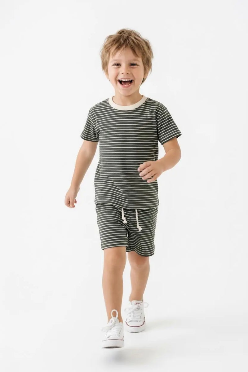 Ensemble Garçon T-Shirt et Short Rayé 2 Pièces