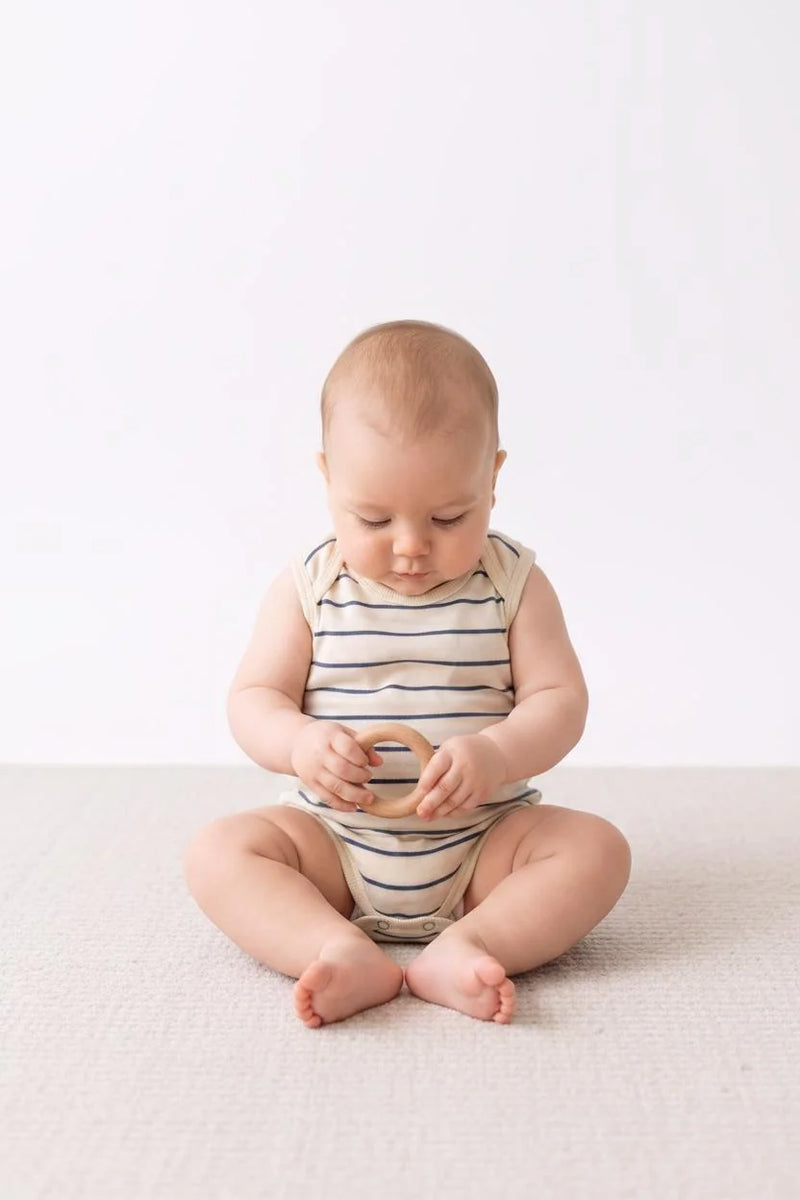 Body Débardeur Bébé en Jersey Rayé avec Boutons-Pression