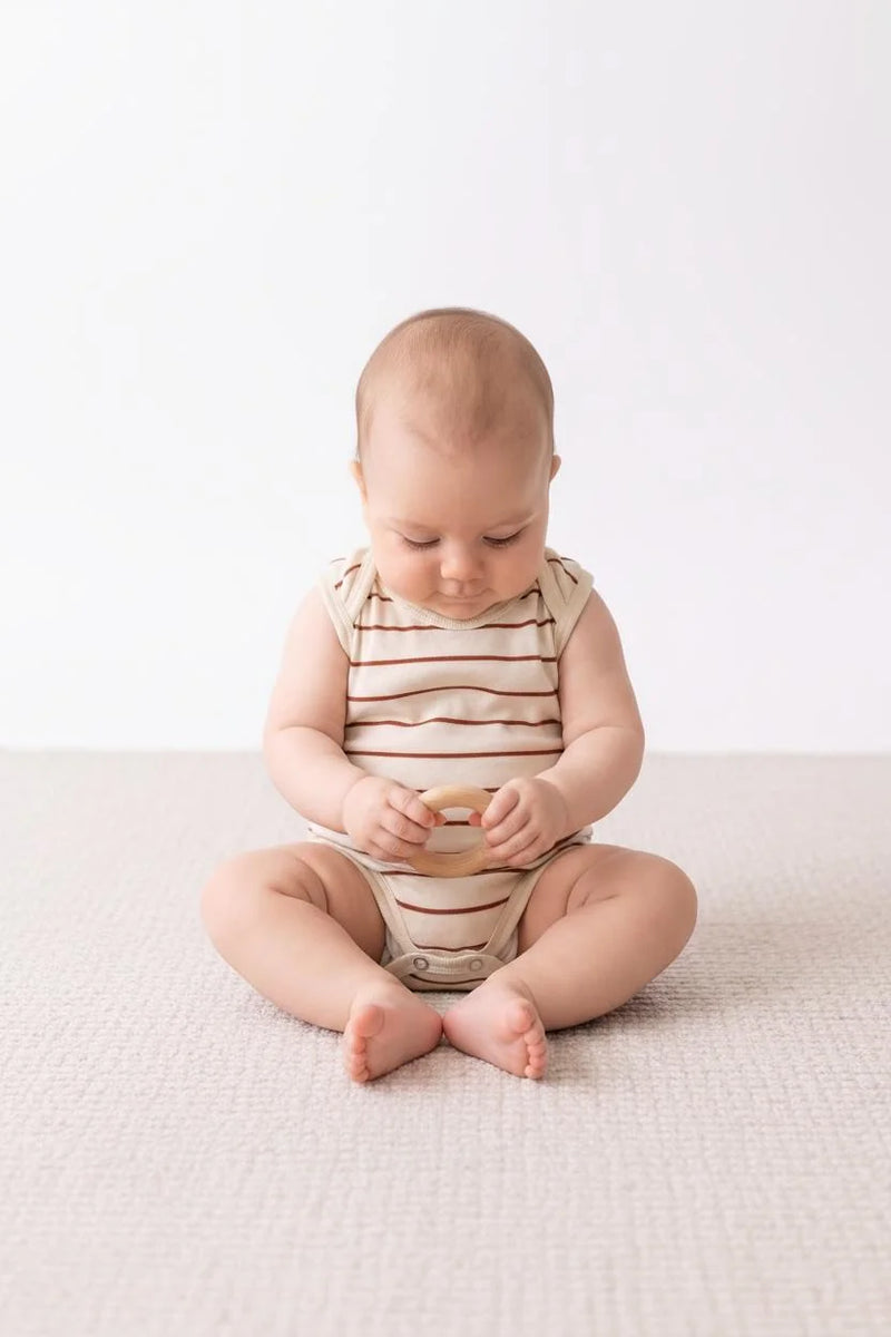 Body Débardeur Bébé en Jersey Rayé avec Boutons-Pression