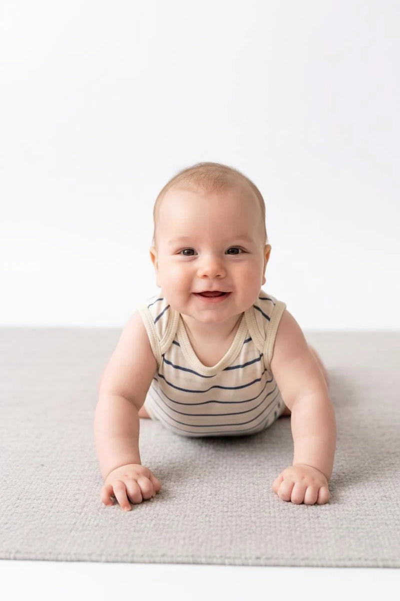 Body Débardeur Bébé en Jersey Rayé avec Boutons-Pression