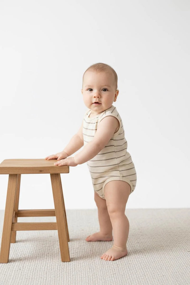 Body Débardeur Bébé en Jersey Rayé avec Boutons-Pression