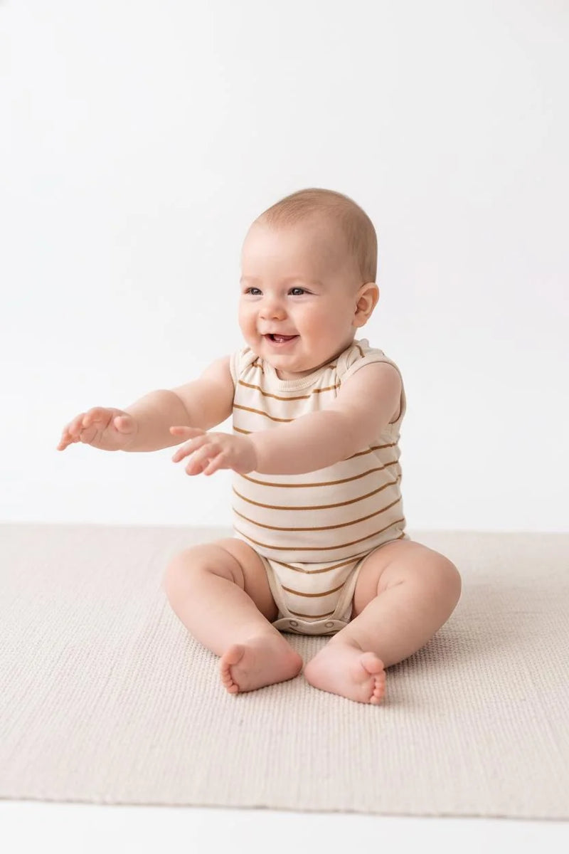 Body Débardeur Bébé en Jersey Rayé avec Boutons-Pression
