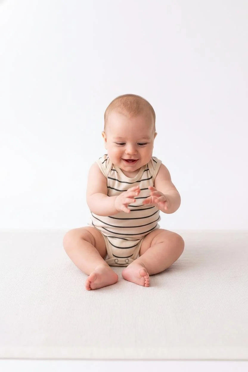Body Débardeur Bébé en Jersey Rayé avec Boutons-Pression
