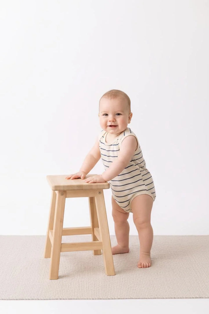Body Débardeur Bébé en Jersey Rayé avec Boutons-Pression