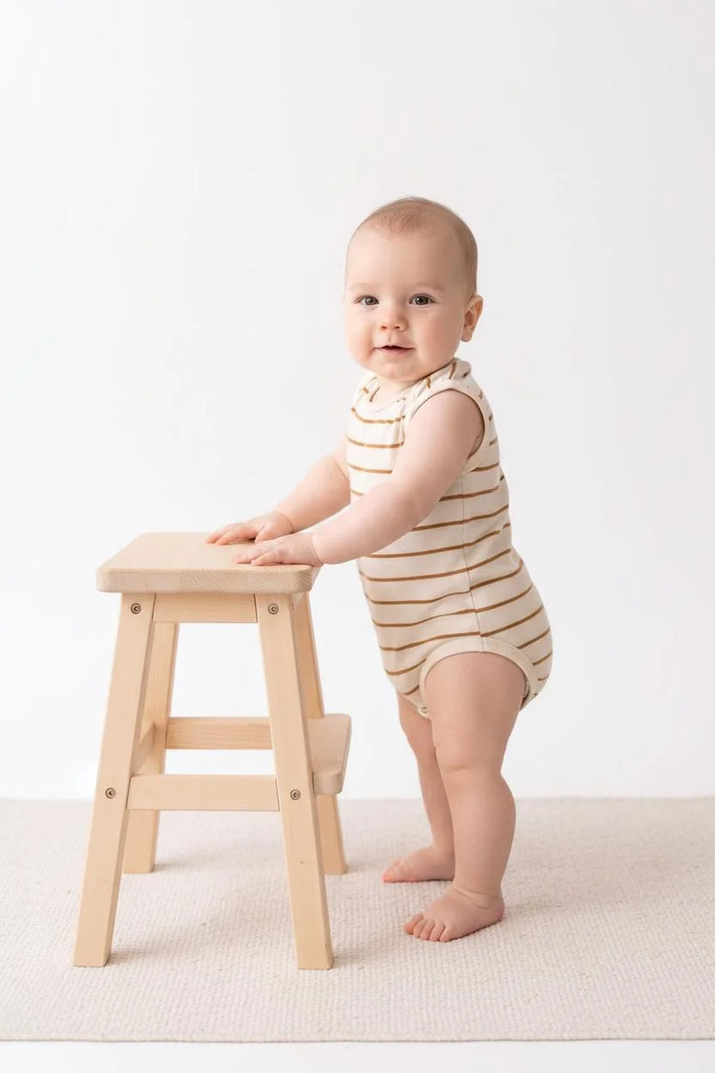 Body Débardeur Bébé en Jersey Rayé avec Boutons-Pression