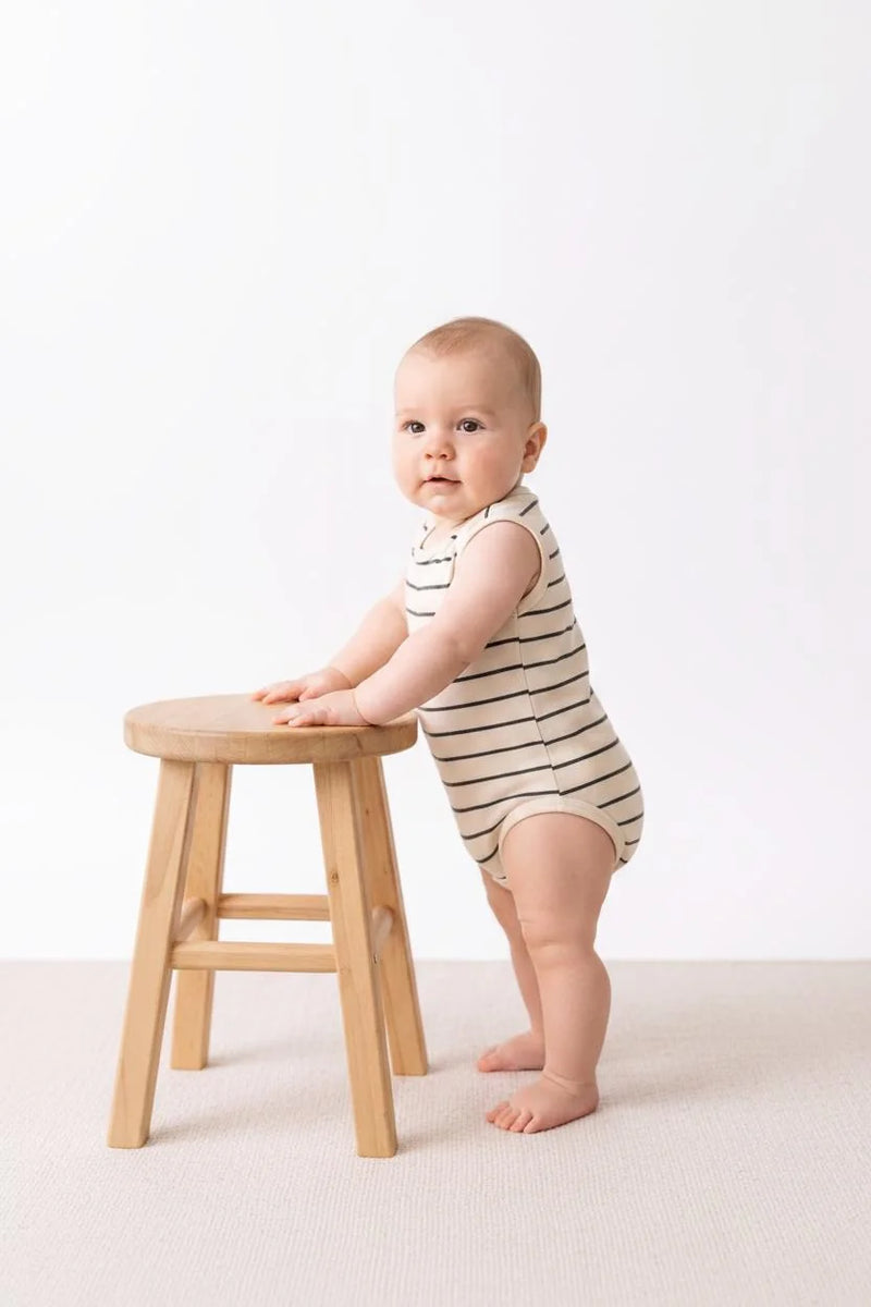 Body Débardeur Bébé en Jersey Rayé avec Boutons-Pression