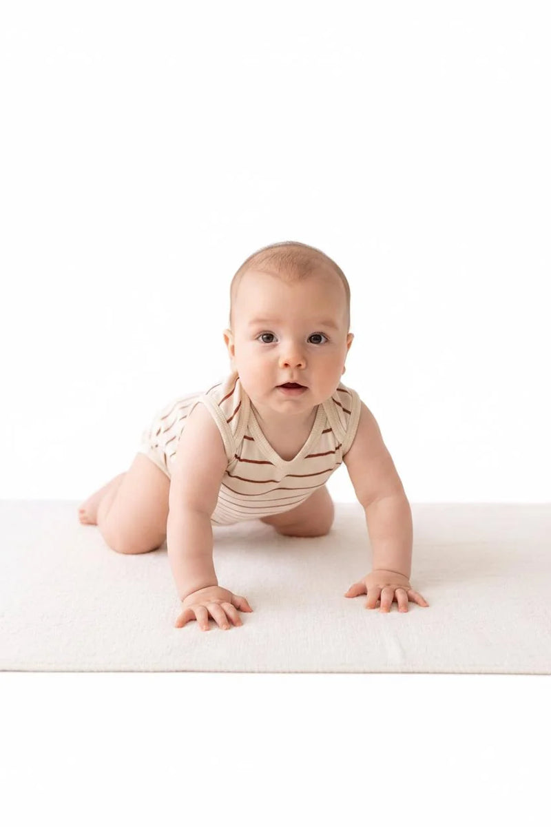 Body Débardeur Bébé en Jersey Rayé avec Boutons-Pression