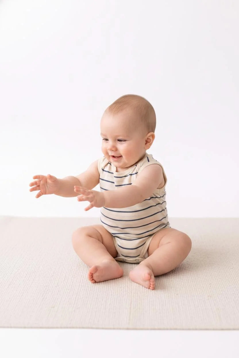 Body Débardeur Bébé en Jersey Rayé avec Boutons-Pression