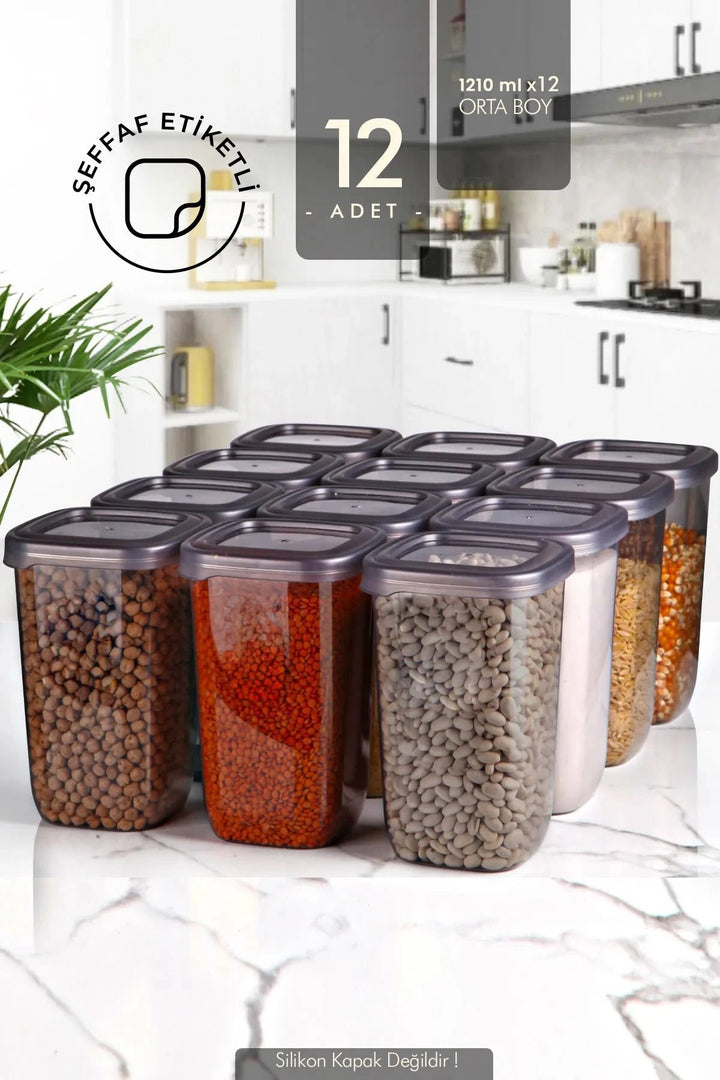 <tc>طقم علب خزين بحجم كبير متعدد الاستخدام - شفاف بغطاء محكم الغلق - ٩ قطع - ١٢٠٥ مل</tc>