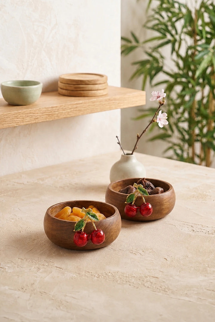 Set de 2 Bols de Présentation Effet Acacia 8,5 cm