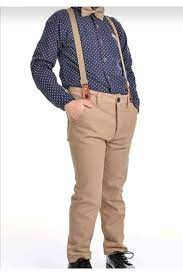 Terry Boys Oxford Shirt With Bow Tie Beige Suit-32084