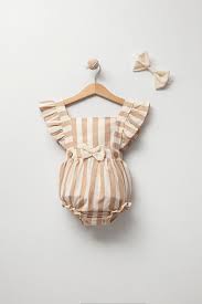 Gemma Striped Bow Bandana Romper - Justyol