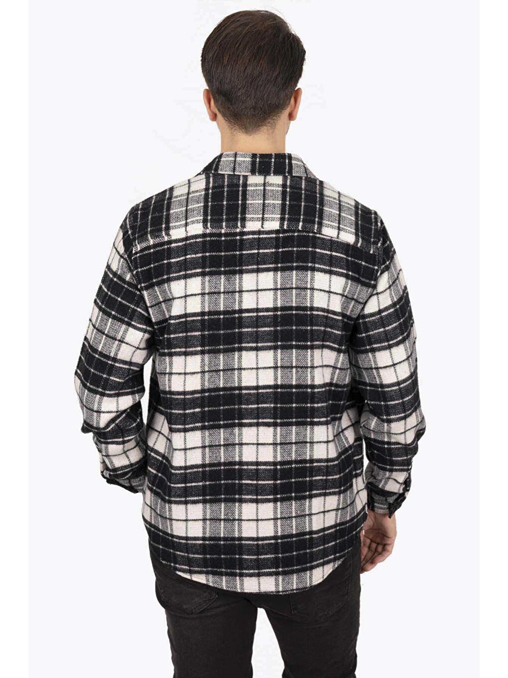 Siyah Beyaz Geçişli Oversize Kalın Oduncu Hediye - Justyol