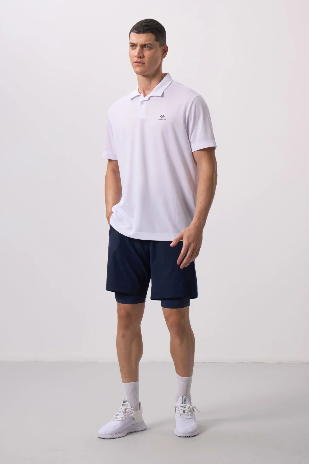 Short pour homme en polyester doux avec taille élastique et insert en leggings - 81287 - Justyol