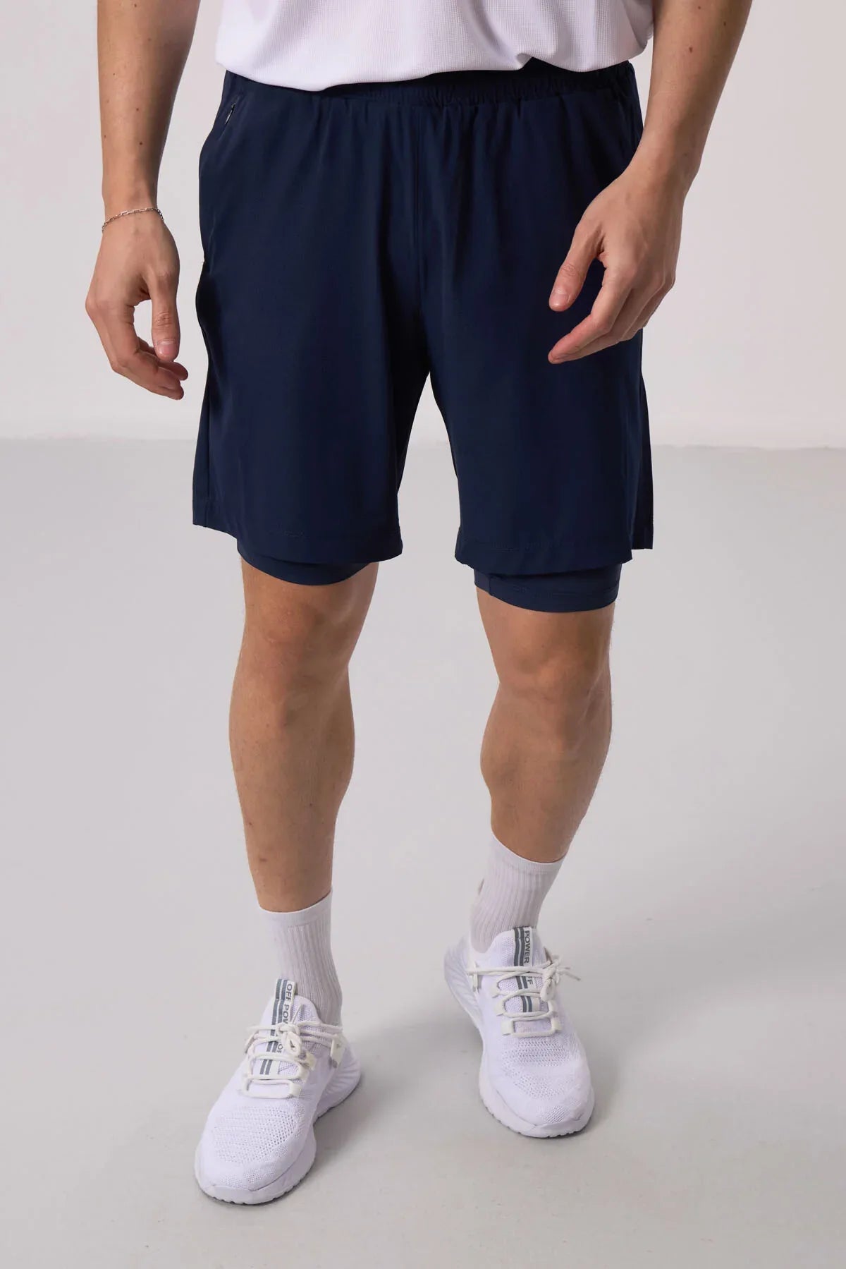 Short pour homme en polyester doux avec taille élastique et insert en leggings - 81287 - Justyol