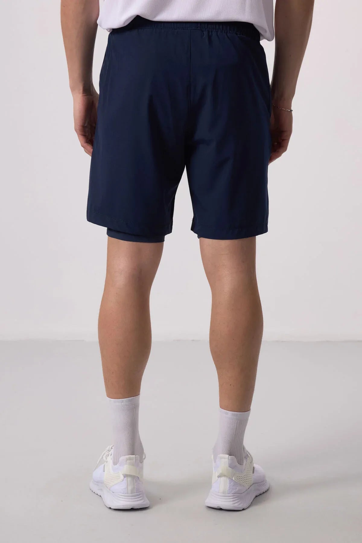 Short pour homme en polyester doux avec taille élastique et insert en leggings - 81287 - Justyol