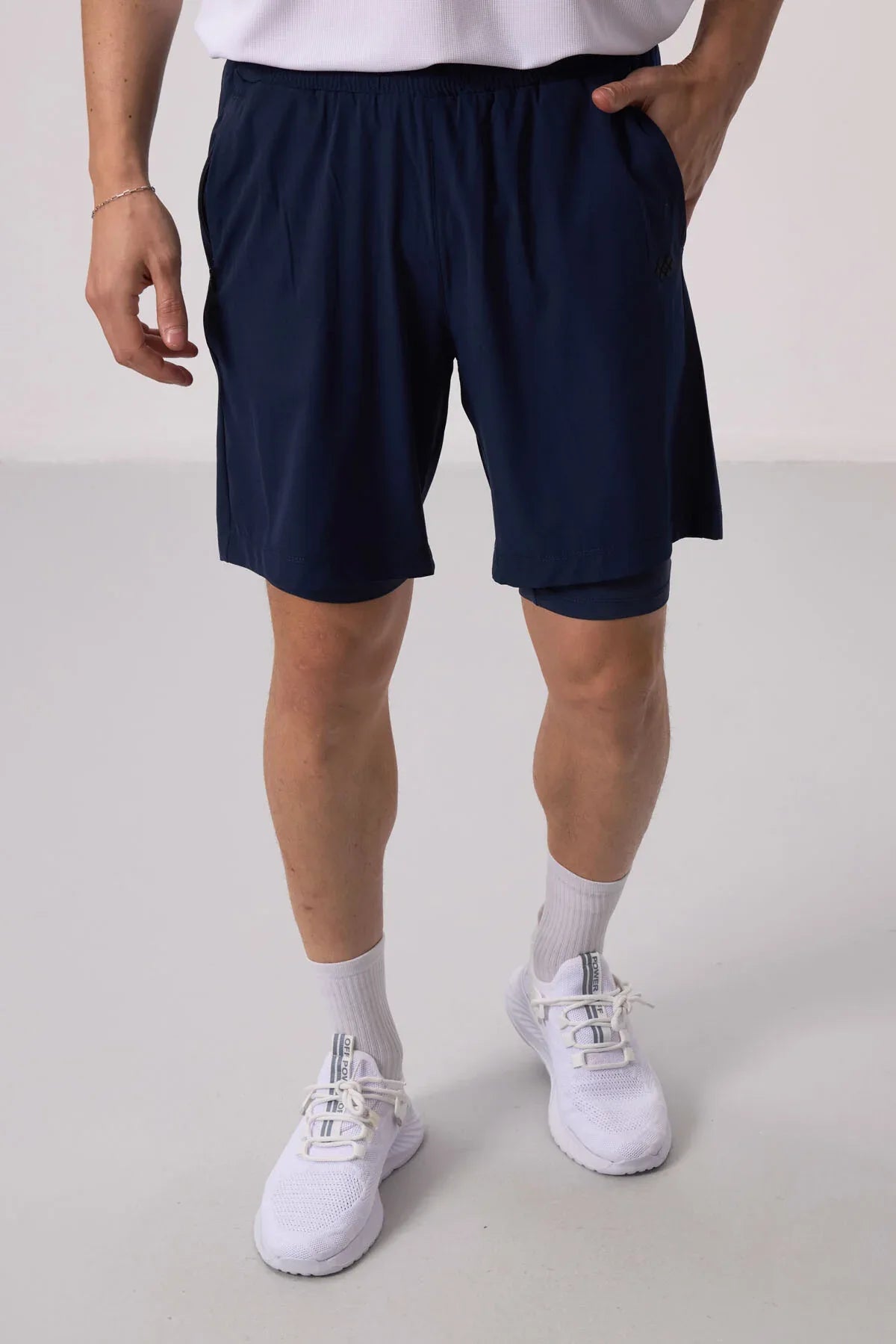 Short pour homme en polyester doux avec taille élastique et insert en leggings - 81287 - Justyol