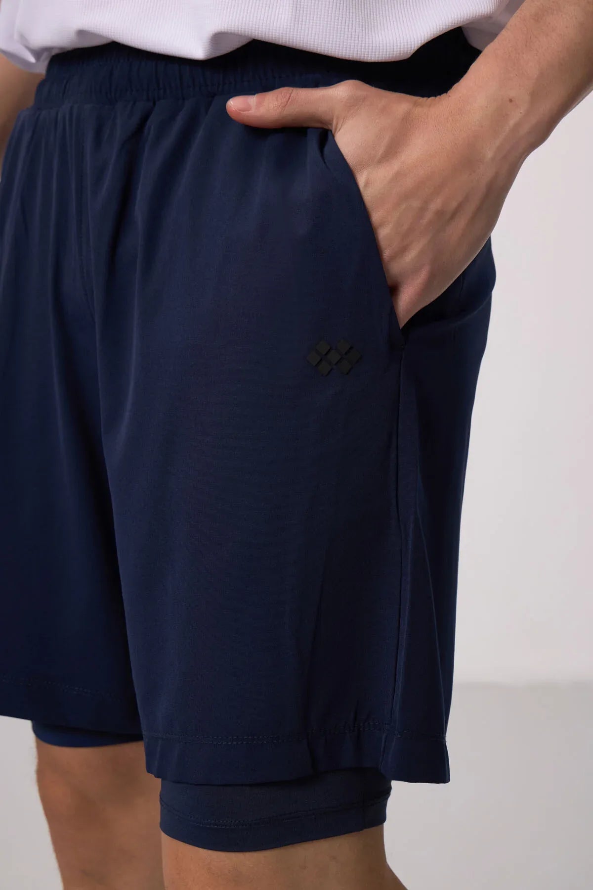 Short pour homme en polyester doux avec taille élastique et insert en leggings - 81287 - Justyol