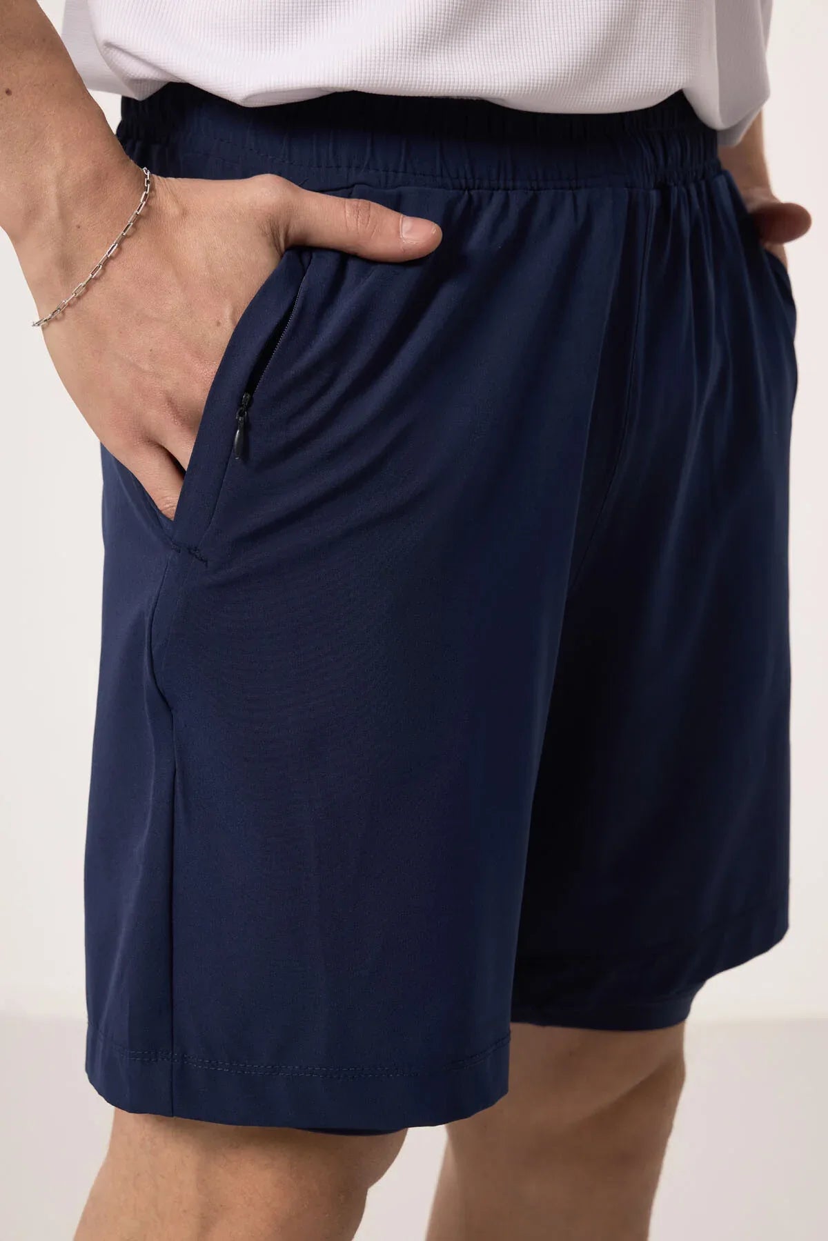 Short pour homme en polyester doux avec taille élastique et insert en leggings - 81287 - Justyol