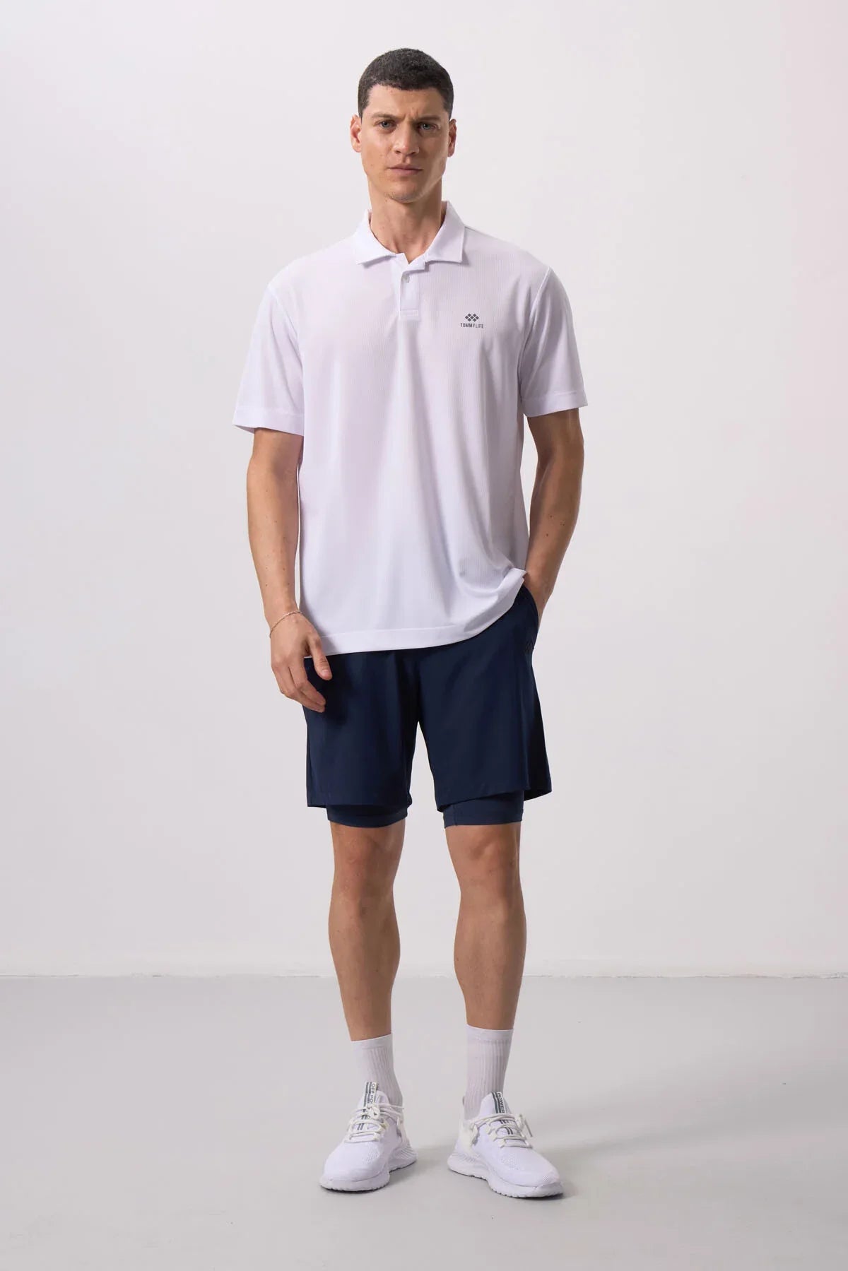 Short pour homme en polyester doux avec taille élastique et insert en leggings - 81287 - Justyol