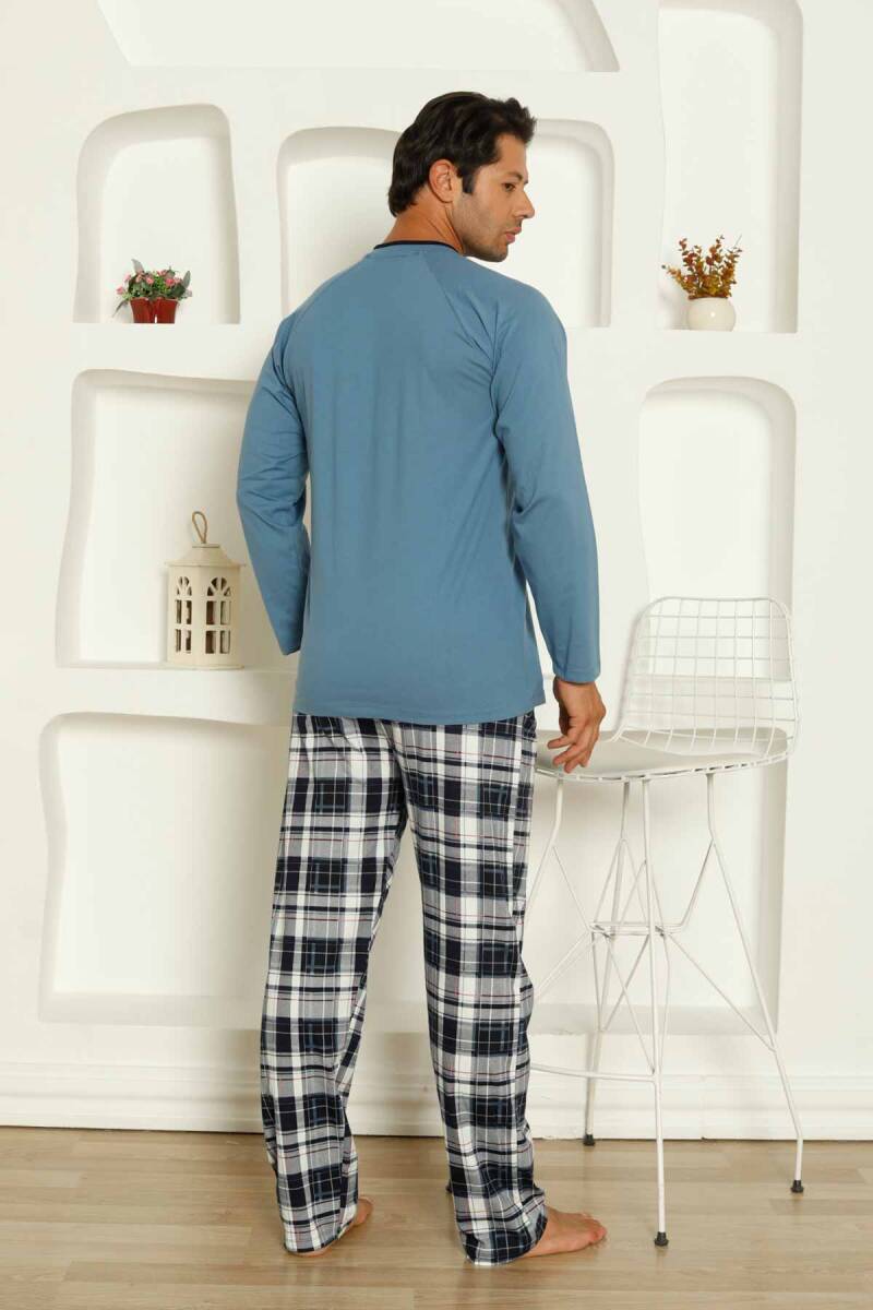 dreamy ekoseli kisa kollu v yaka cepli erkek pijama takimi - Justyol